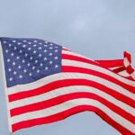 A vibrant image of the American flag waving proudly against a clear blue sky, symbolizing freedom.